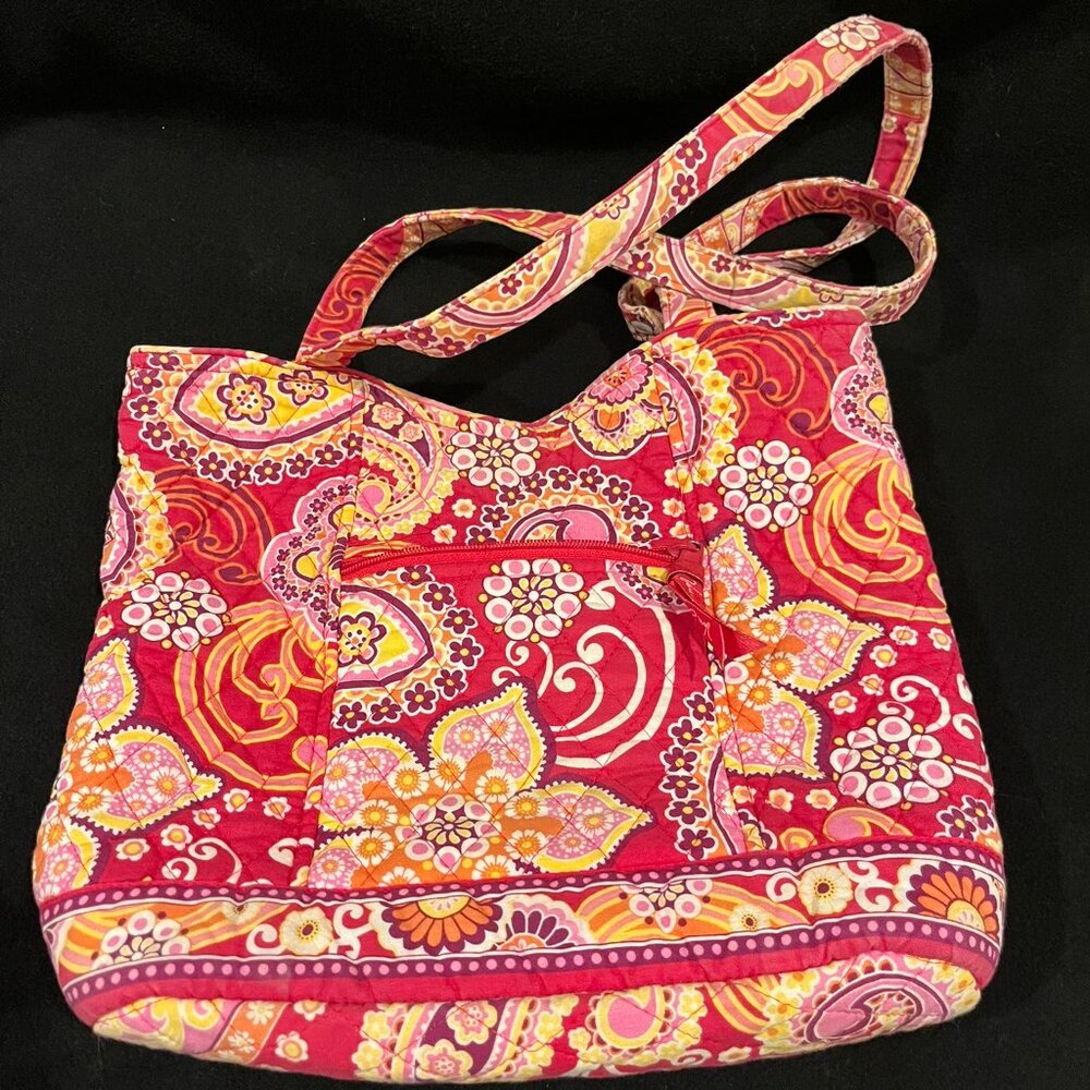 Vera Bradley Raspberry Fizz Retired Pattern 11x9 2 Handle Tote/Handbag